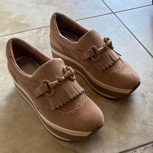 Dolce Vita Tan Suede Wedge Loafers